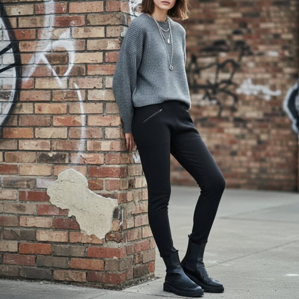 Urban Outfitter's Cooperative Stretch Textured Skinny Pants with Zipper Accents